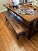 Farmhouse table and two matching benches 70x33x30