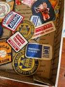 Patches including: Navy Seaman Apprentice, advertising, school letters