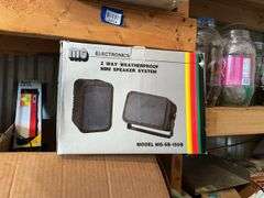 Weatherproof mini speaker system, flashlight, water filter, misc