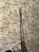 Garment rack, plasticware, tins, curtain rods, buckets, misc