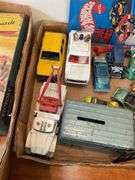 Collectibles lot: toy cars, Wolf’s Head oil bank, includes red line hot wheels