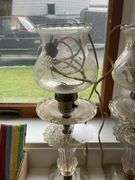 Pair vintage 1930s glass dresser lamps