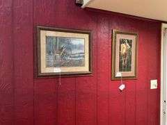 Wall hangings: two deer prints including Randy McGovern, framed 20x24, 15.5x23.5