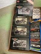 Harley Davidson collectible playing cards, motorcycle models, HotWheels