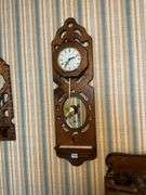 Mirrored wooden wall clock 11x39, and mirrored wooden bracket shelf 11x26