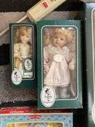 Vintage doll in box, collector dolls in boxes, dolls on see-saw