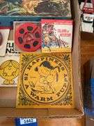 Collectibles lot: WWII puzzle, vintage Valentines, 8mm movies, vintage books including Batman & Little Big books