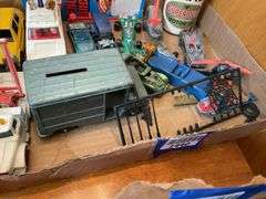 Collectibles lot: toy cars, Wolf’s Head oil bank, includes red line hot wheels