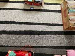 Striped rug 92 in x 125 in - no contents