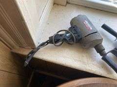 Miter box, hand saws, large lot of hand and power tools, hardware