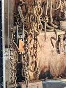 Tow chains, hay bale hook, misc