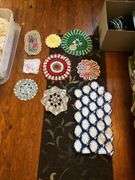 Tote of crocheted doilies