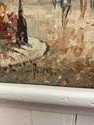 Paris street scene painting, indistinct signature