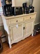 French Provincial side cabinet w/ two drawers over two doors, painted finish - no contents 40x12x36
