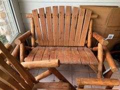 Adirondack style wood glider 59in long