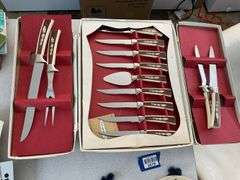 Vintage Regent Sheffield carving and cutlery set in original box