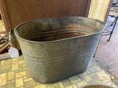 Oval galvanized tub and FarmMaster basin