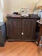 2-door wooden side cabinet - no contents 39.5x14.5x36