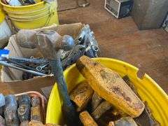 Tool lot including: hammers, mallet, monkey wrench, misc