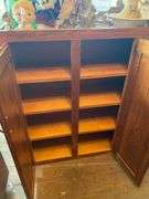 Oak finish base and top cabinets 36x18x24, 43x24x34.5, (2) 60x12x42, 18x12x42, 14x12x42, 30x12x36, 23.5x23.5x42, 54x24x35 - no contents