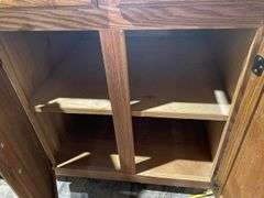 Two oak base cabinets 27x24x35 and 18x24x35