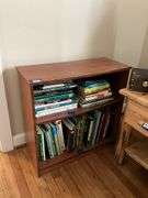 Bookcase and book contents: cookbooks, gardening, misc 28x12x28