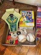 Head to Head electric baseball game, 1989 baseball cards, 1993 Archives basketball cards set, baseballs, misc collectibles