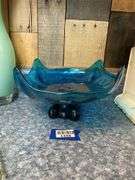 Blue art glass footed dish