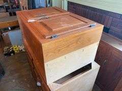 Oak finish base and top cabinets 36x18x24, 43x24x34.5, (2) 60x12x42, 18x12x42, 14x12x42, 30x12x36, 23.5x23.5x42, 54x24x35 - no contents