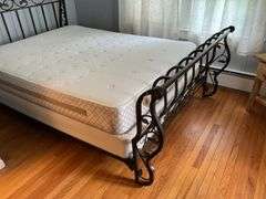 Wrought metal sleigh bed w/ mattress 60x100
