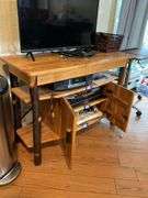 Adirondack style wood table/sideboard w/ lower cabinet - no contents 42x18x30