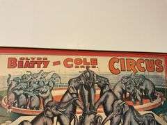 Clyde Beaty-Cole Bros Circus poster, framed 43 in x 29 in