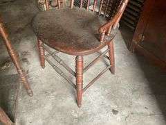 Victorian chair w/ turned spindles, and 2-tier stand w/ turned legs