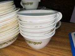 Vintage Corelle Green Spring Blossoms dinnerware
