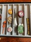 Small collectibles: McKinley button, Halloween cupcake pick, button hook, misc
