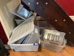 Plastic storage totes lot
