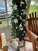 Slim faux Christmas tree w/ ornaments