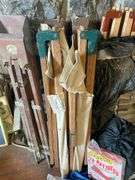 Car cover, utility cover, air mattress, wooden tripod, folding cots, lanterns, misc