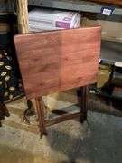Four wooden folding snack tray tables