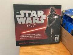 Star Wars collectibles including: VHS tapes, figures, CommTech reader, Darth Vader watch
