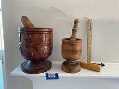 UPTALY Set Of 2 Natural Wood Mortar & Pestle - Sapele Wood, Small & Large, Manual Grinder For Spices & Garlic - View #7