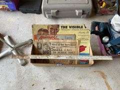 Advertising rule, WWII newspaper, vintage toy box tops