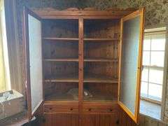 Handcrafted beadboard corner cupboard 59x29x82