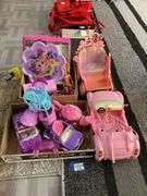 Doll accessories including: Barbie Rapunzel carriage, Barbie Beach Glam car