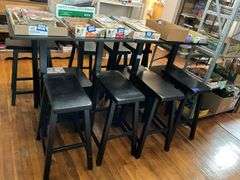 Square table and four bar stools - no contents 31.5x31.5x36