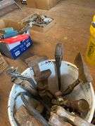Tool lot including: hammers, mallet, monkey wrench, misc