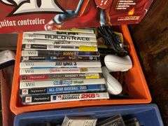 Sony PlayStation 2 consoles, Guitar Hero II, Wii, controllers, games, and accessories