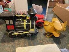 Figural banks including: trucks, locomotive, car, pig