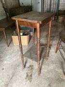 Victorian chair w/ turned spindles, and 2-tier stand w/ turned legs