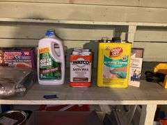Ryobi sander, miter box, painting supplies, household products, misc